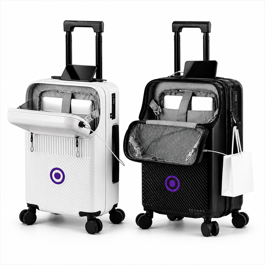 Eclaives Compact Cabin Suitcase with Cup Holder and Silent Wheels
