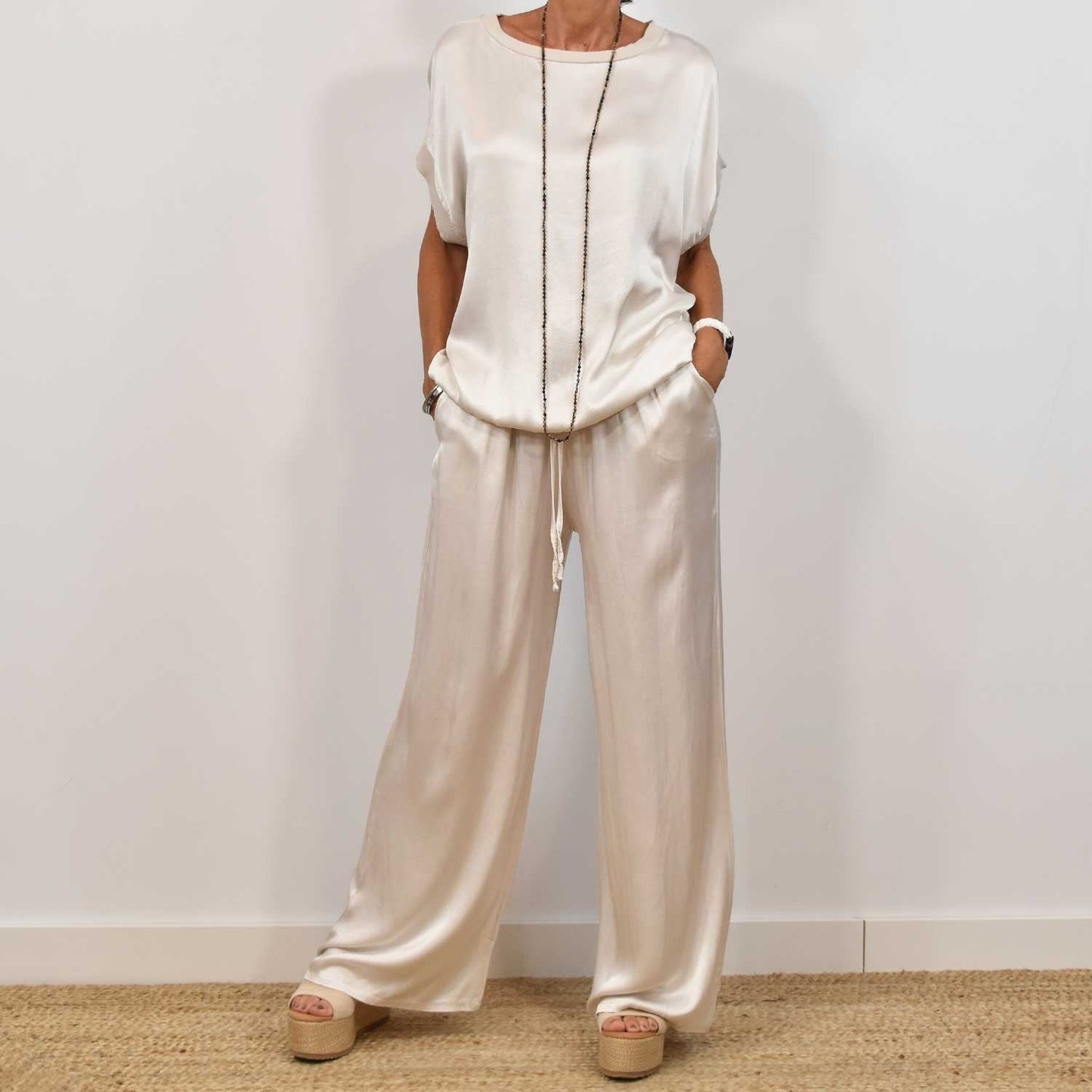 Ensemble Satin Chic - Haut Fluide & Pantalon Large